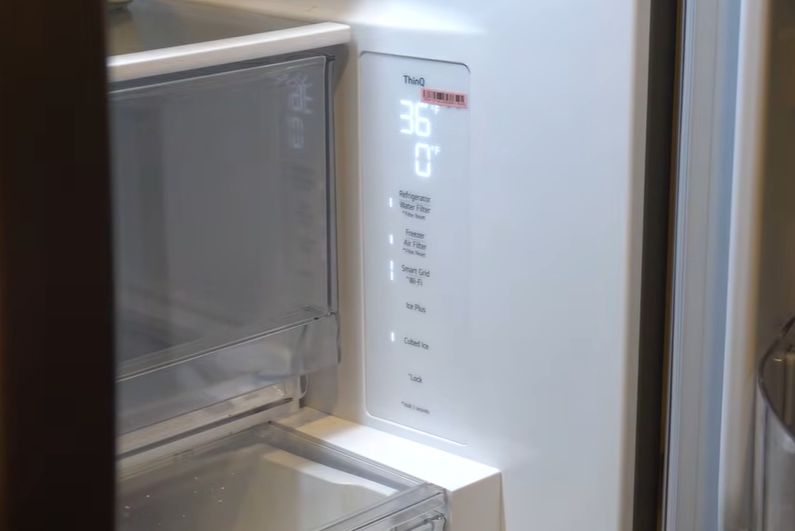 Interior temperature control display showing 36 degrees Fahrenheit